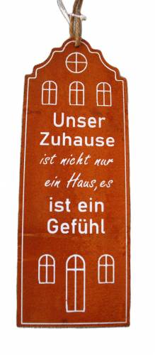 Spruchtafel Metall rostig, Zuhause