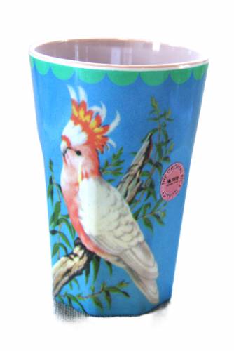 Jumbo Becher mit Retro-Print Kakadu, Rice