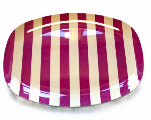 Melamin Platte/plum gestreift, Rice