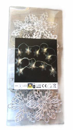 Lichterkette Schneeflocke silber, batteriebetrieben