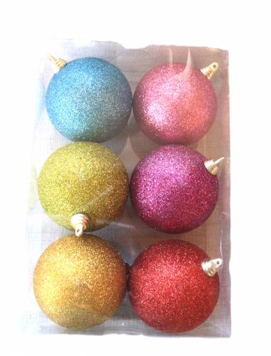 Kugel Glitter, bunt, 6er Box