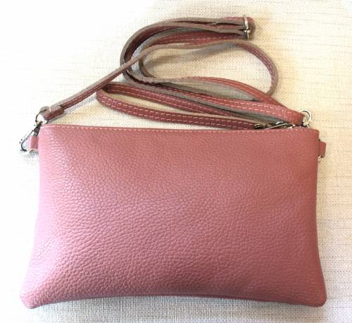 Kleine Ledertasche, von Umjubelt, light aubergine, Handtrageriemen mit Crossbody-Riemen