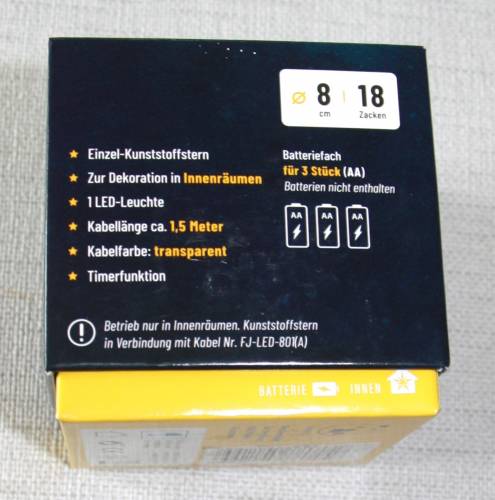 Preview: Baby Stern, gelb, 8 cm, mit Batteriefach, von Sterntaler, Mod. 7740