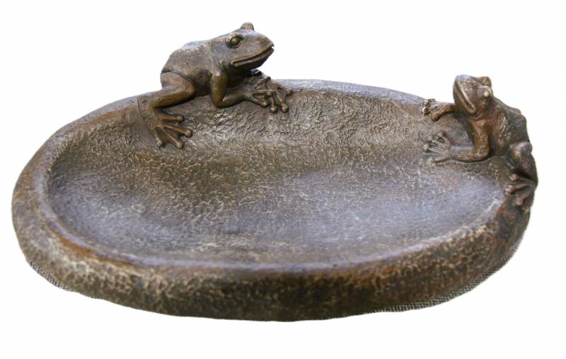 Vogeltränke mit 2 Fröschen