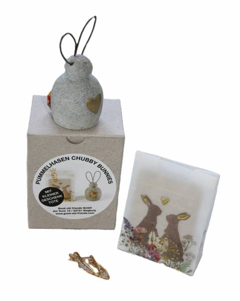 Pummelhase Herz mit Tüte und Klammer