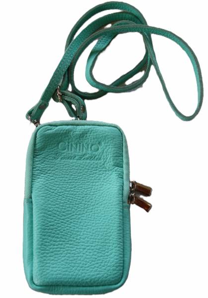 Kleine Tasche, Handytasche, mint, echtes Leder