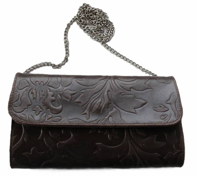 Italienische Clutch / Umhängetasche, geprägt mit Blumenmuster
