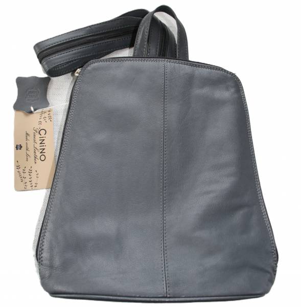 City-Rucksack aus sehr weichem Ziegenleder, umrüstbar, grau