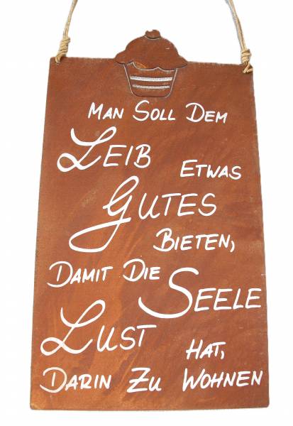 Rostige Metalltafel "Muffin" mit Schriftzug