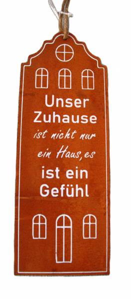 Spruchtafel Metall rostig, Zuhause