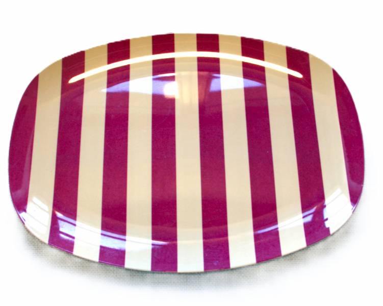 Melamin Platte/plum gestreift, Rice