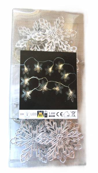 Lichterkette Schneeflocke silber, batteriebetrieben