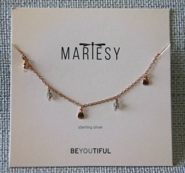 Armband Labradoritkugeln, Silber, rose-vergoldet und kleine polierte Metallplättchen von Lizas/Mariesy
