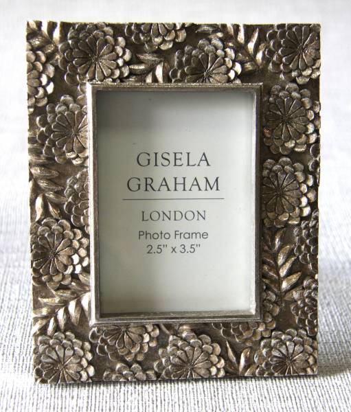 Kleiner Bilderrahmen mit floralem Design, silbern, Gisela Graham