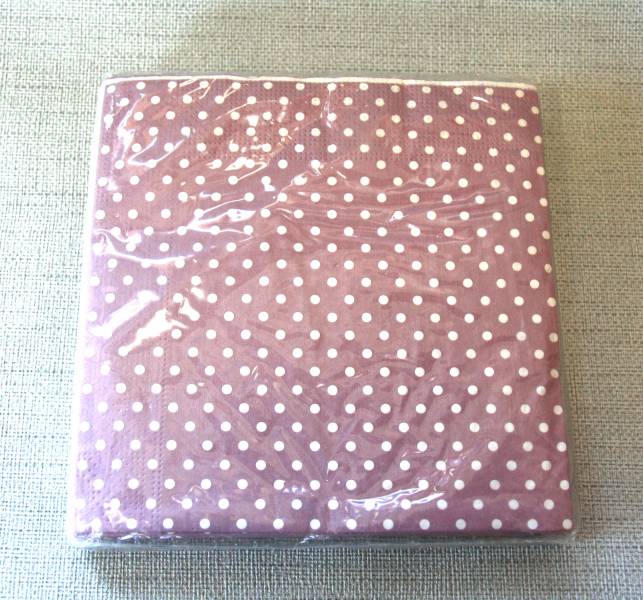 Serviette mauvefarben mit weißen Punkten