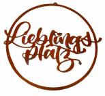 Schild in Kreisform mit Schrift "Lieblingsplatz"