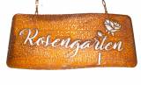 Tafel "Rosengarten", rostiges Metall